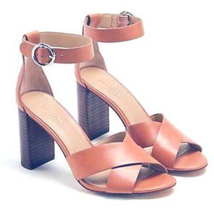 Ann Taylor Liya Leather Block Heel Sandal Camel